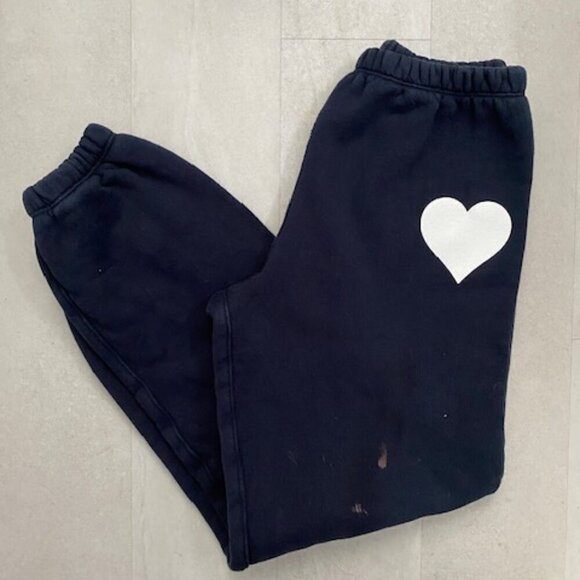 SPRWMN Navy Blue Heart Logo Fleece Jogger Sweatpants XS - Picture 2 of 15